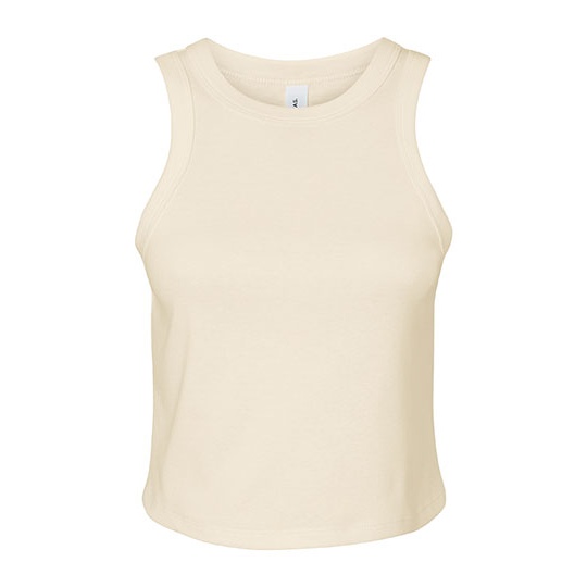 Top Damski Crop Slim Fit bez Rekawow Prazkowany z Czesanej Bawelny BL1019 - Solid Natural Blend