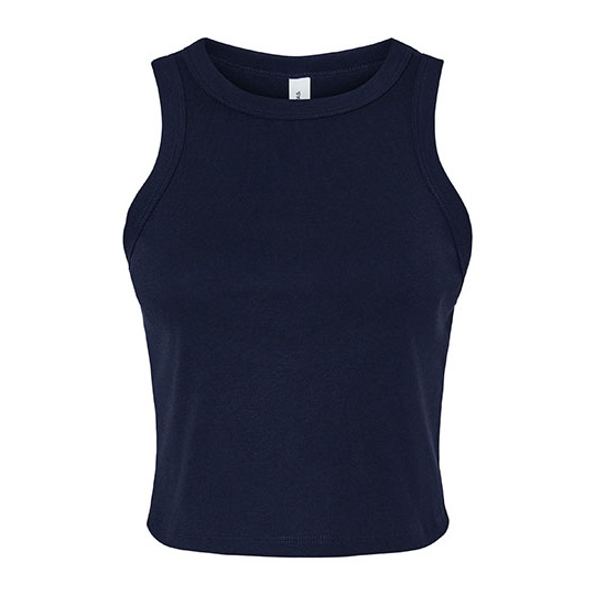 Top Damski Crop Slim Fit bez Rekawow Prazkowany z Czesanej Bawelny BL1019 - Solid Navy Blend