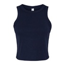 Top Damski Crop Slim Fit bez Rekawow Prazkowany z Czesanej Bawelny BL1019 - Solid Navy Blend