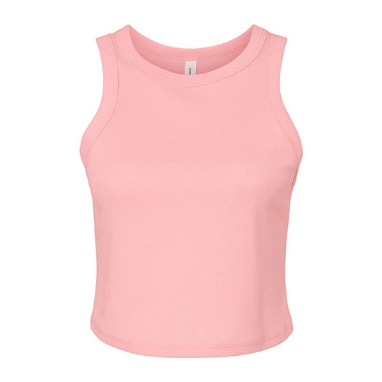 Top Damski Crop Slim Fit bez Rekawow Prazkowany z Czesanej Bawelny BL1019 - Solid Pink Blend