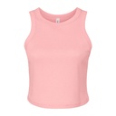 Top Damski Crop Slim Fit bez Rekawow Prazkowany z Czesanej Bawelny BL1019 - Solid Pink Blend