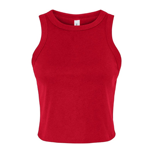Top Damski Crop Slim Fit bez Rekawow Prazkowany z Czesanej Bawelny BL1019 - Solid Red Blend
