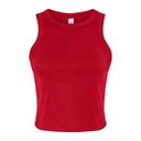 Top Damski Crop Slim Fit bez Rekawow Prazkowany z Czesanej Bawelny BL1019 - Solid Red Blend