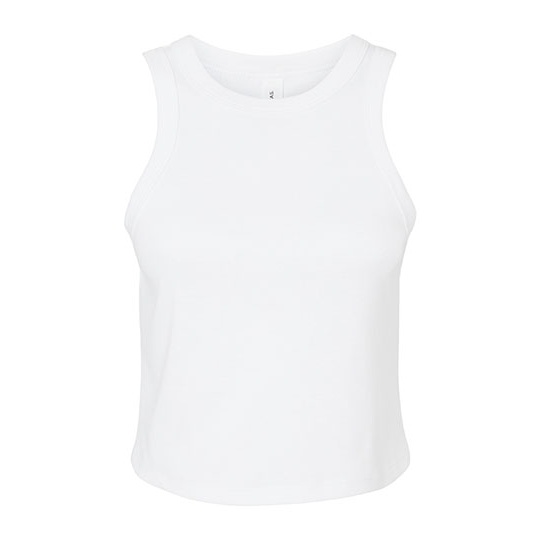 Top Damski Crop Slim Fit bez Rekawow Prazkowany z Czesanej Bawelny BL1019 - Solid White Blend