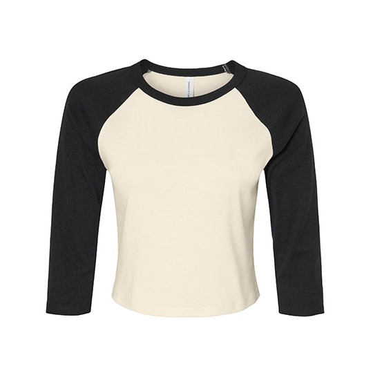 Damski Top Crop Raglanowy Bawelniany BL1200 - Natural & Black