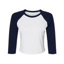 Damski Top Crop Raglanowy Bawełniany BL1200 - White & Navy