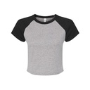 T-shirt Damski Prazkowany Crop Bawełna Strecz BL1201 - Athletic Heather & Black