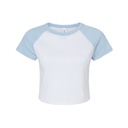 T-shirt Damski Prazkowany Crop Bawełna Strecz BL1201 - White & Baby Blue