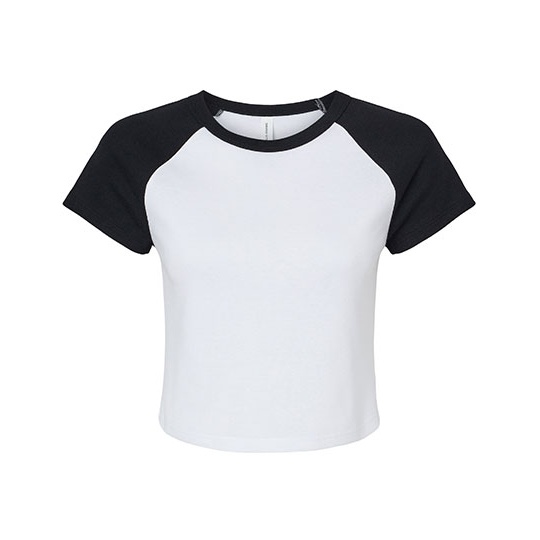 T-shirt Damski Prazkowany Crop Bawelna Strecz BL1201 - White & Black