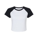 T-shirt Damski Prazkowany Crop Bawełna Strecz BL1201 - White & Black