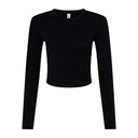 Crop Top Damski Dopasowany Bawełna Strecz BL1501 - Solid Black Blend
