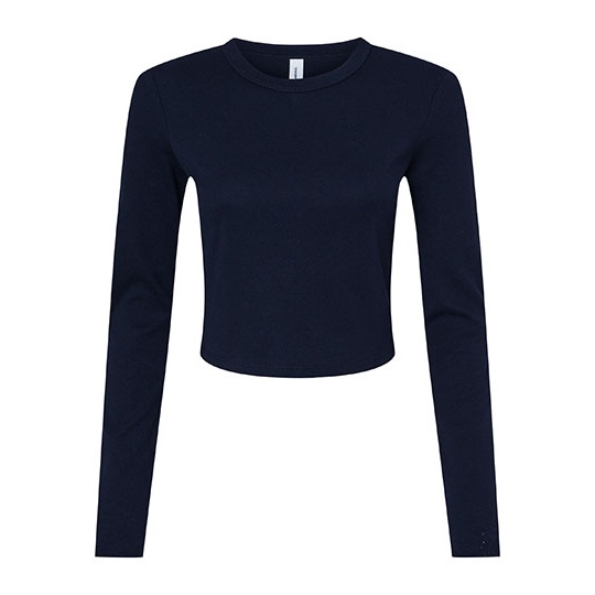 Crop Top Damski Dopasowany Bawełna Strecz BL1501 - Solid Navy Blend