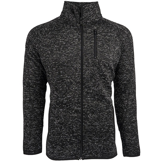 Męska bluza polarowa na zamek BU3901 - Heather Black