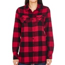 Koszula Damska Slim Flanelowa BU5210 - Red - Black (Checked)
