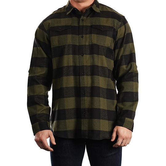 Koszula Klasyczna Flanelowa BU8210 - Army - Black (Checked)