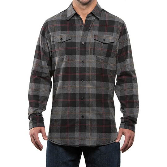 Koszula Klasyczna Flanelowa BU8210 - Black - Steel (Checked)