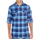 Koszula Klasyczna Flanelowa BU8210 - Blue - White (Checked)