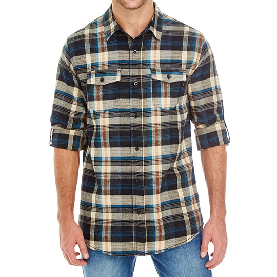 Koszula Klasyczna Flanelowa BU8210 - Khaki Check