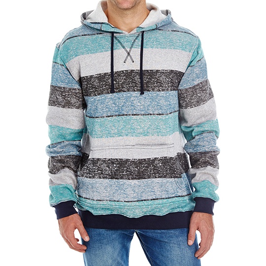 Bluza Meska Z Kapturem W Paski BU8603 - Lt. Blue - Black (Striped)