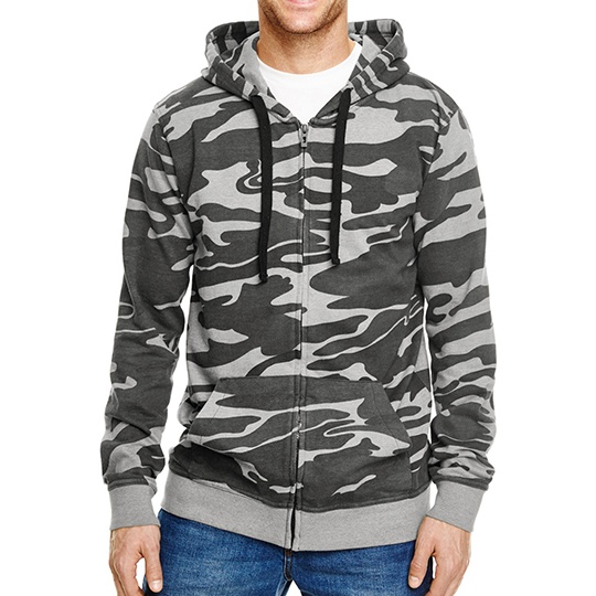 Bluza Meska Z Kapturem Na Zamek Mieszanka Bawelny BU8615 - Black Camo