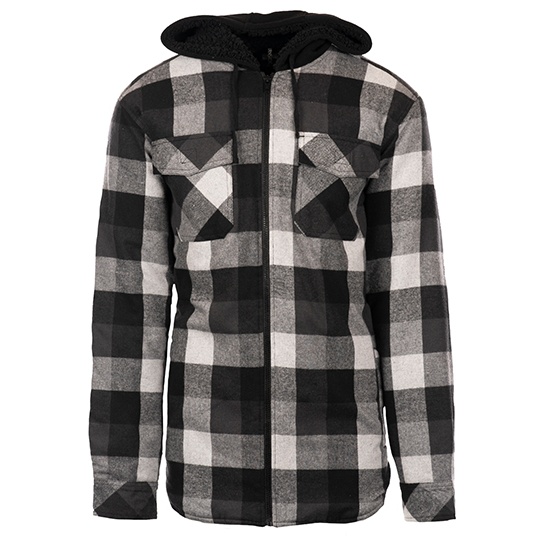 Kurtka Meska Flanelowa z Kapturem BU8620 - Black - Grey (Checked)