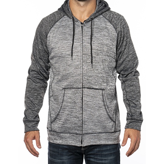 Bluza z Kapturem Meska Raglanowa Poliestrowa BU8660 - Heather Grey & Heather Charcoal