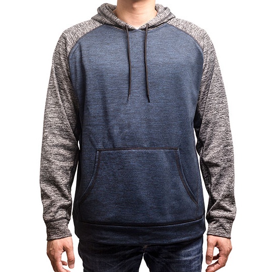 Bluza z Kapturem Meska Raglanowa Poliestrowa BU8670 - Heather Navy & Heather Charcoal