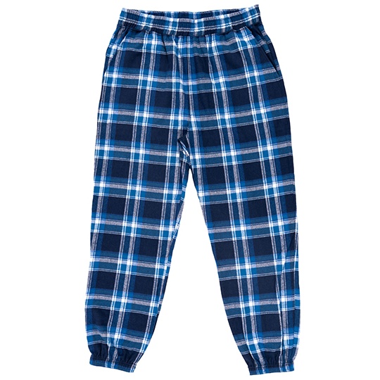 Spodnie Dresowe Flanelowe Bawelniane BU8810 - Blue - White (Checked)