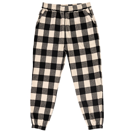 Spodnie Dresowe Flanelowe Bawełniane BU8810 - Ecru - Black (Checked)