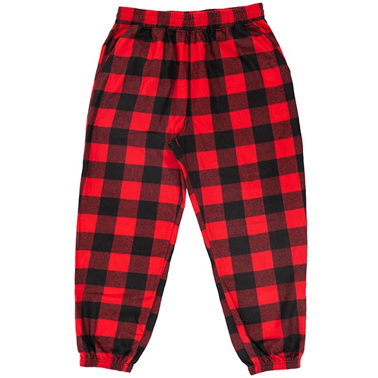 Spodnie Dresowe Flanelowe Bawelniane BU8810 - Red - Black (Checked)
