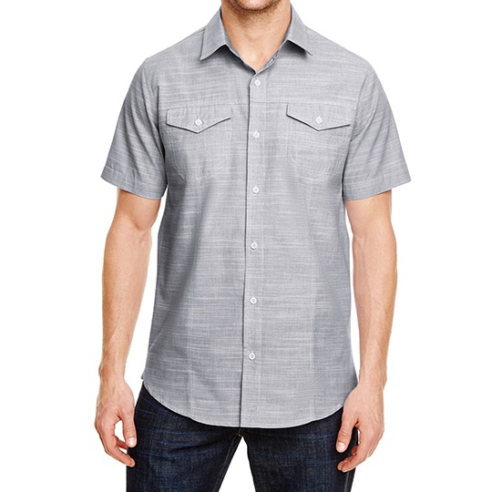 Koszula Meska Klasyczna Bawelna Poliester BU9247 - Black (White Heather)