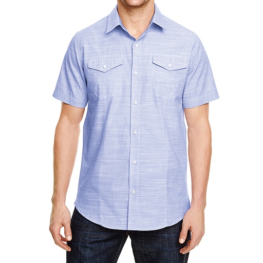Koszula Meska Klasyczna Bawelna Poliester BU9247 - Blue (White Heather)