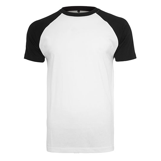 Koszulka Meska Slim Raglan Bawelniana BY007 - White & Black