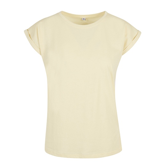 Damska długa koszulka z wywijanymi rękawami BY021 - Soft Yellow