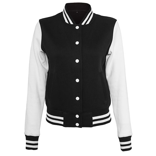 Bluza Bejsbolowa Damska Bawelniano Poliestrowa BY027 - Black & White