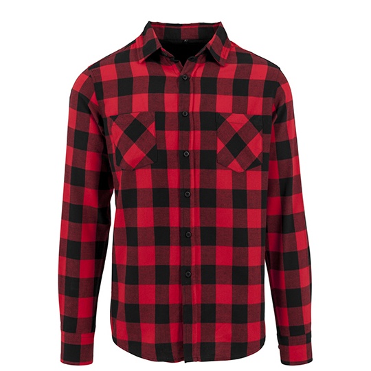 Koszula Męska Klasyczna Flanelowa BY031 - Black-Red
