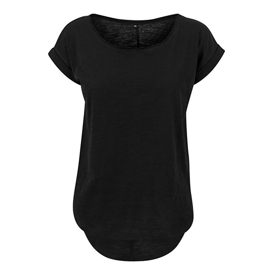 Damski T-shirt Slub BY036 - Black