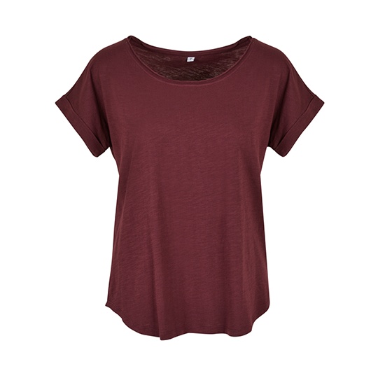 T-shirt Damski Slub Jersey Klasyczny BY036 - Cherry