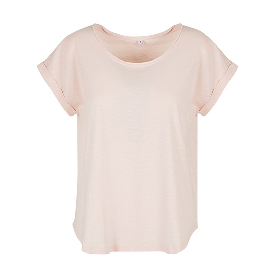 T-shirt Damski Slub Jersey Klasyczny BY036 - Pink