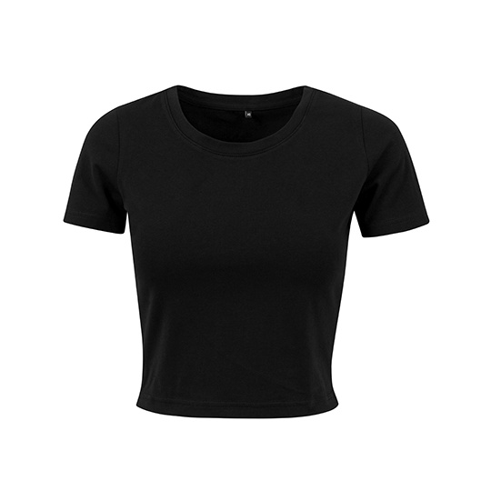 Koszulka Damska Krotka Dopasowana Bawelna Elastan BY042 - Black