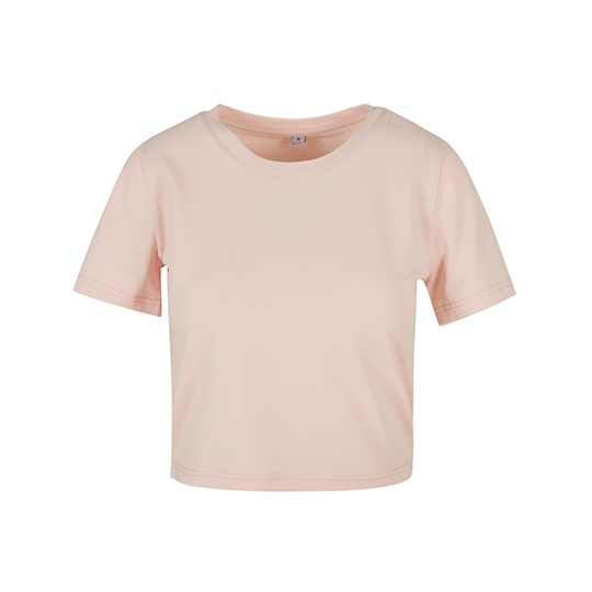 Koszulka Damska Krotka Dopasowana Bawelna Elastan BY042 - Pink