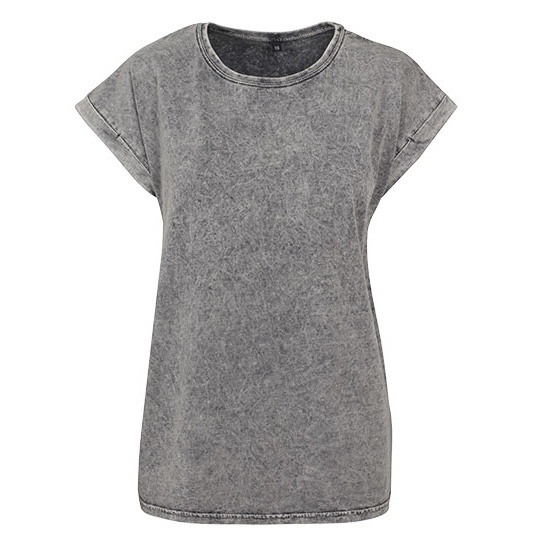 T-shirt Damski Oversize Bawelniany BY053 - Grey Black