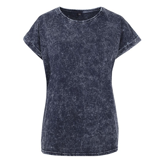 T-shirt Damski Oversize Bawelniany BY053 - Indigo White