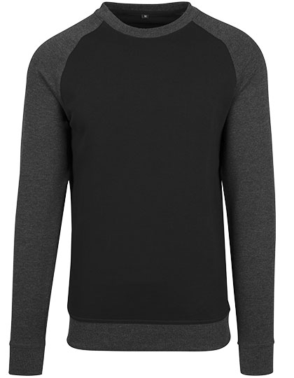 Bluza Raglan BY076 - Black & Charcoal (Heather)
