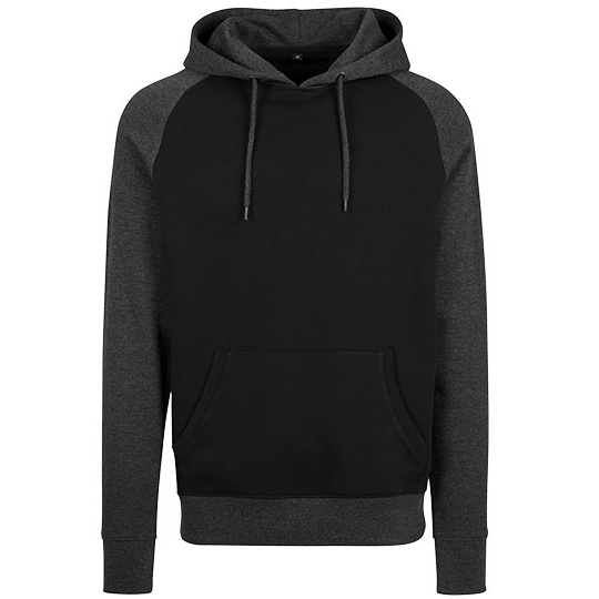 Bluza Meska Klasyczna Bawelniana z Kapturem BY077 - Charcoal (Heather) & Black