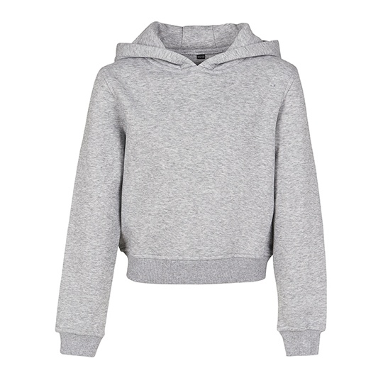 Dziewczeca krotka bluza z kapturem BY113 - Heather Grey