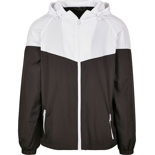 Kurtka Wiatrowka Raglanowa Poliester BY129 - White & Black