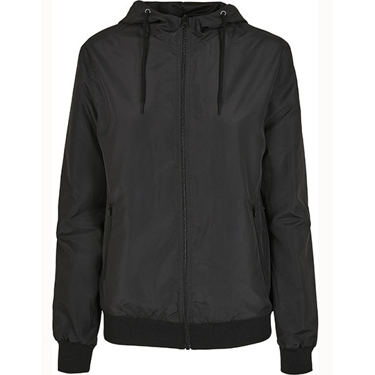 Wiatrowka Damska Prosty Kroj Oddychajaca z Recyklingu BY147 - Black & Black