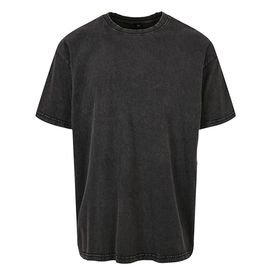 T-shirt Oversize Bawelniany Acid Wash BY189 - Black