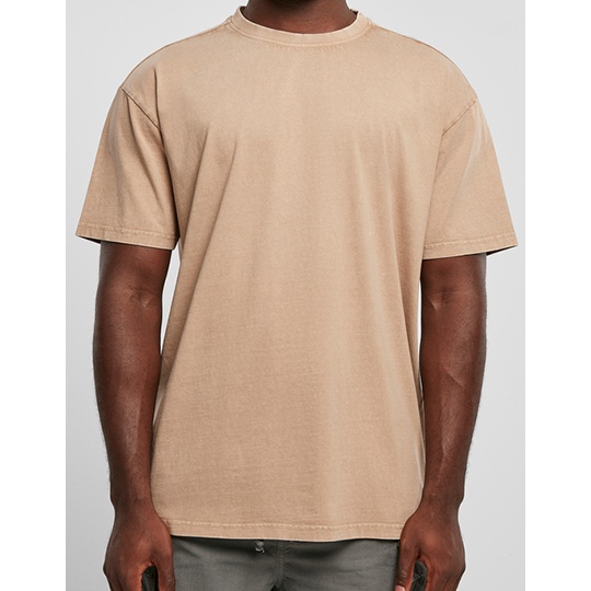 T-shirt Oversize Bawelniany Acid Wash BY189 - U. Beige